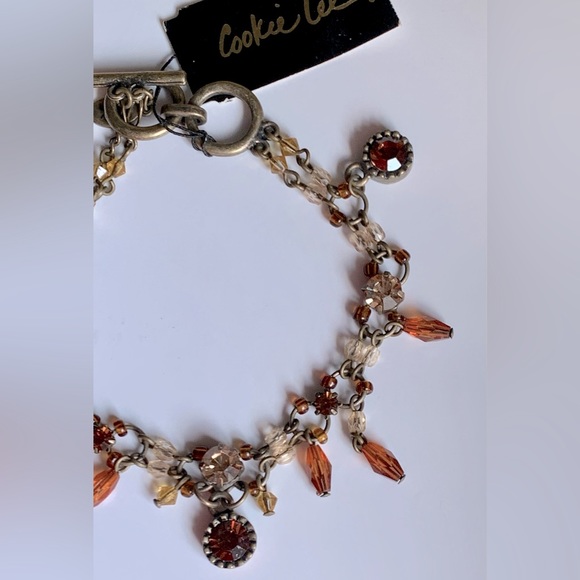 🧡Genuine Crystal Antique Gold Tone Adjustable Beaded Dangle Toggle Bracelet - Picture 7 of 10